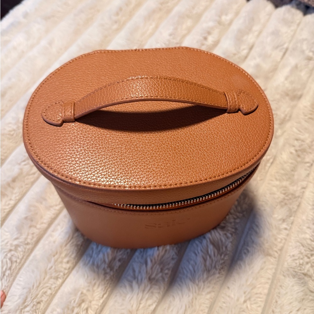 Saie Leatherette Travel Cosmetic Case in Tan - Picture 5 of 7